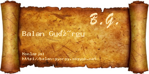 Balan György névjegykártya